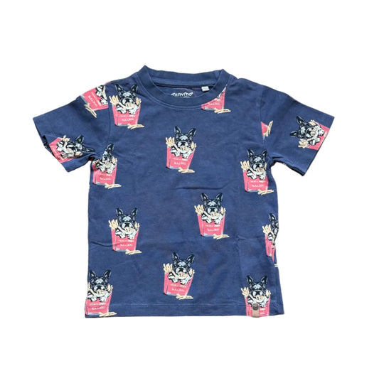 T-shirt bleu marine 4 ans à motifs animaux (têtes de chat)