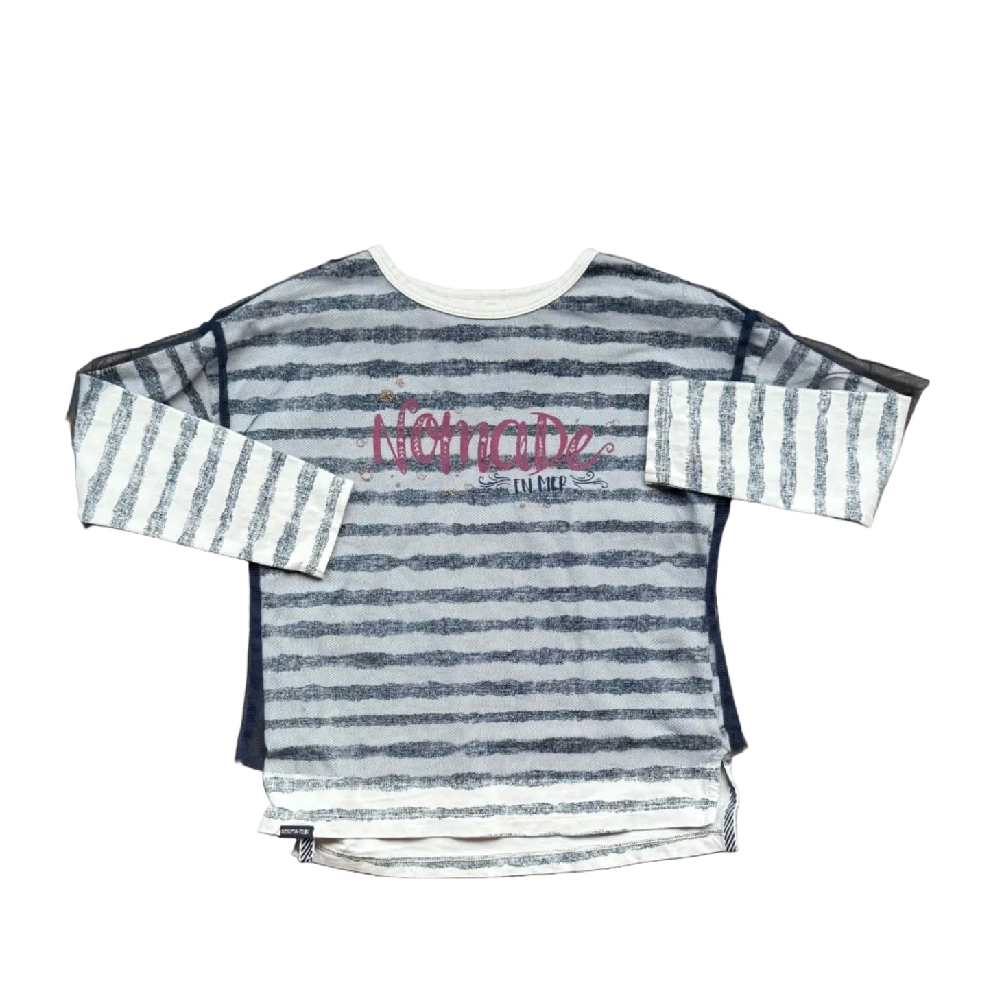 Chandail enfant Souris Mini rayé bleu marine et blanc, manches longues, col rond (3 ans)