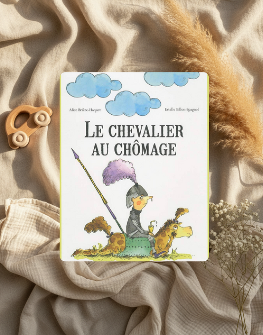 Livre jeunesse Le chevalier au chômage, couverture illustrée avec un chevalier