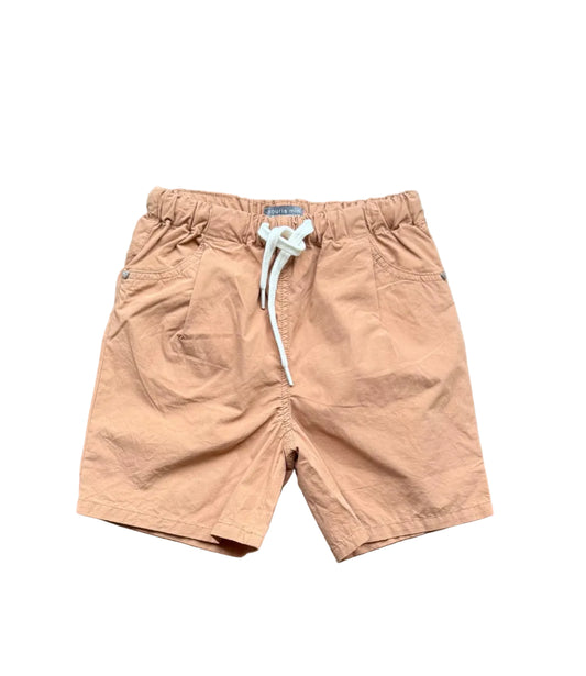 Short Souris Mini beige à taille élastique et cordon, poches
