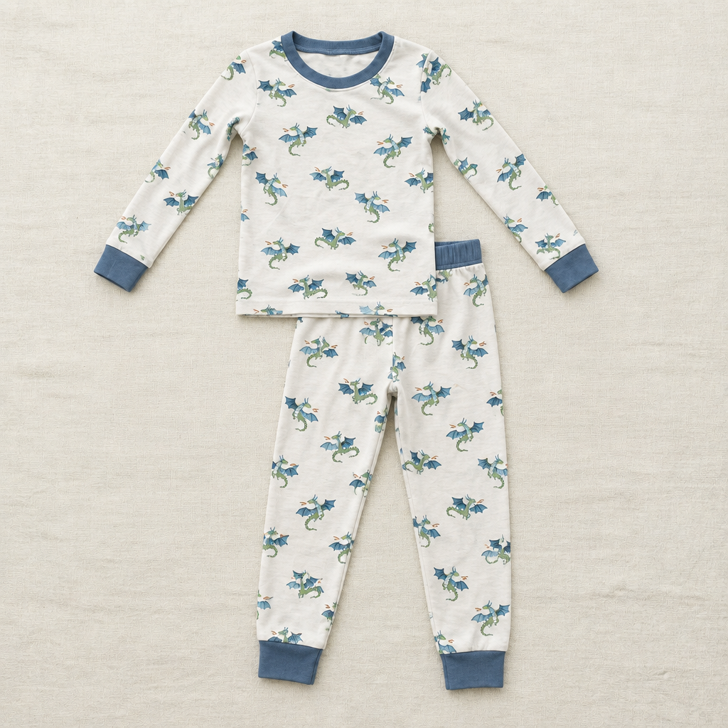 Ensemble pyjama Petit Lem 3 ans, haut manches longues et pantalon, motifs dinosaures bleus