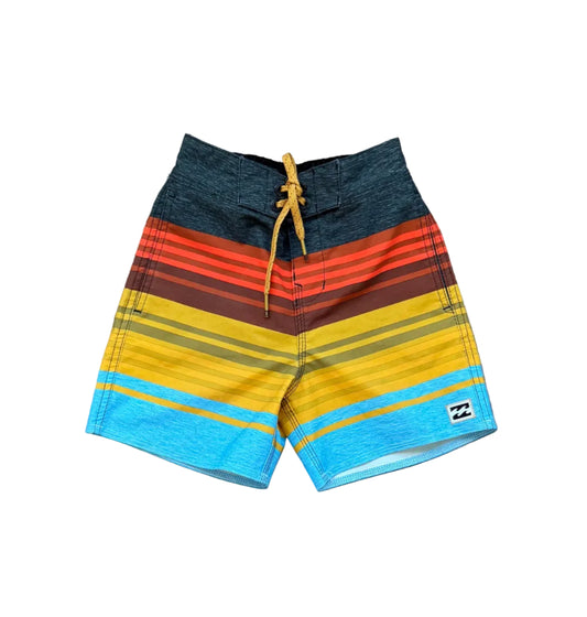 Short de bain rayé 3 ans bleu/jaune/rouge, cordon de serrage
