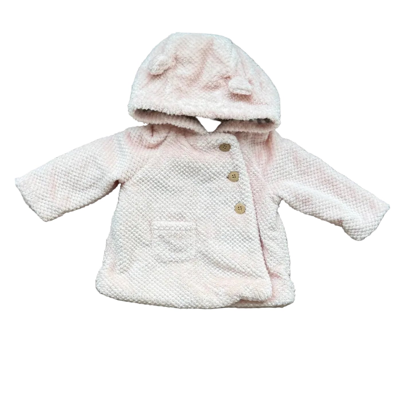 Manteau à capuche Tahari 6-9 mois rose crème, fermeture boutonnée