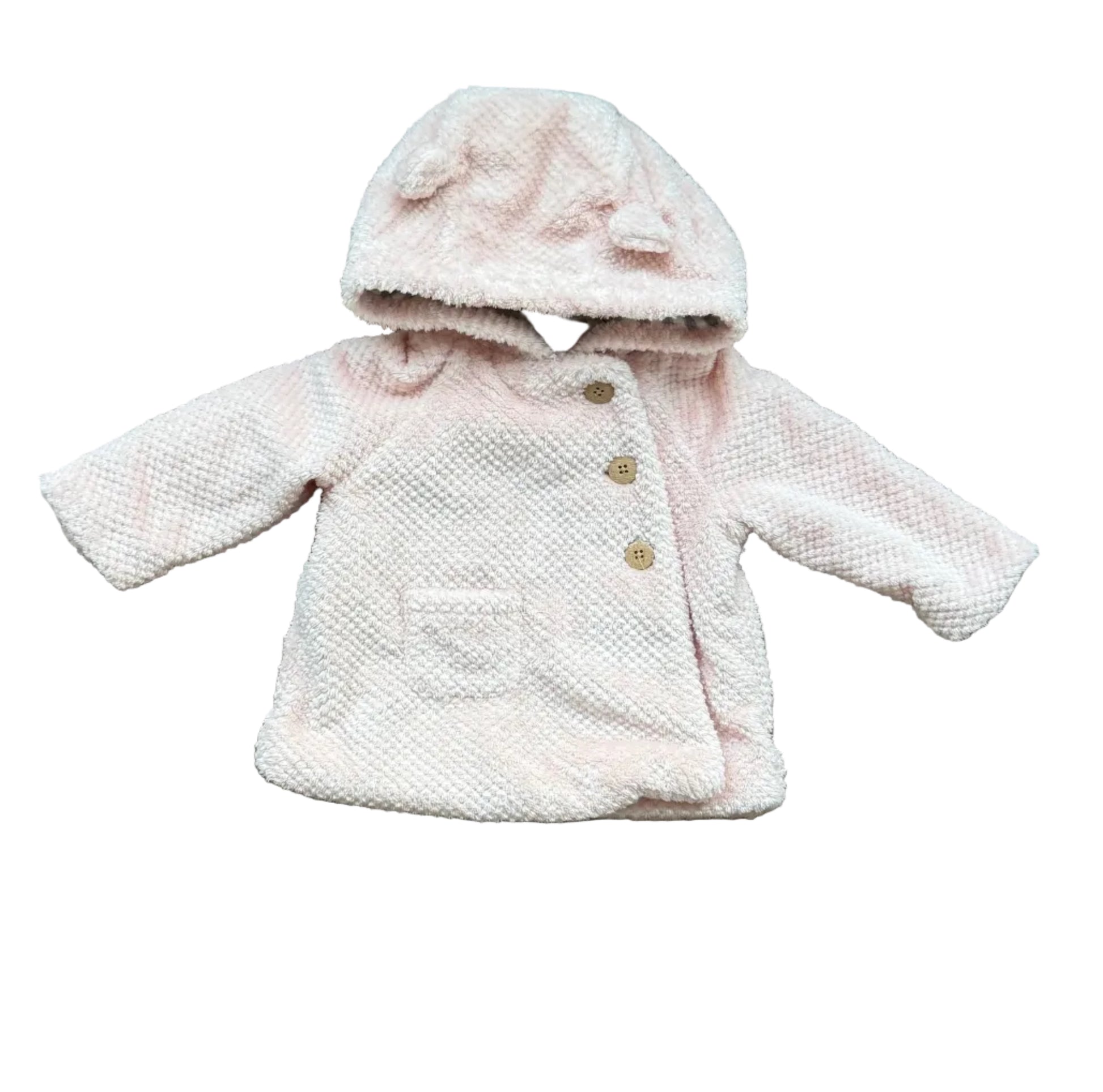 Manteau à capuche Tahari 6-9 mois rose crème, fermeture boutonnée