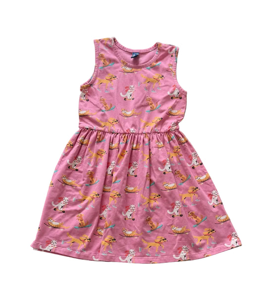Robe Harlo 7 ans rose sans manches, imprimé animaux et accessoires ludiques