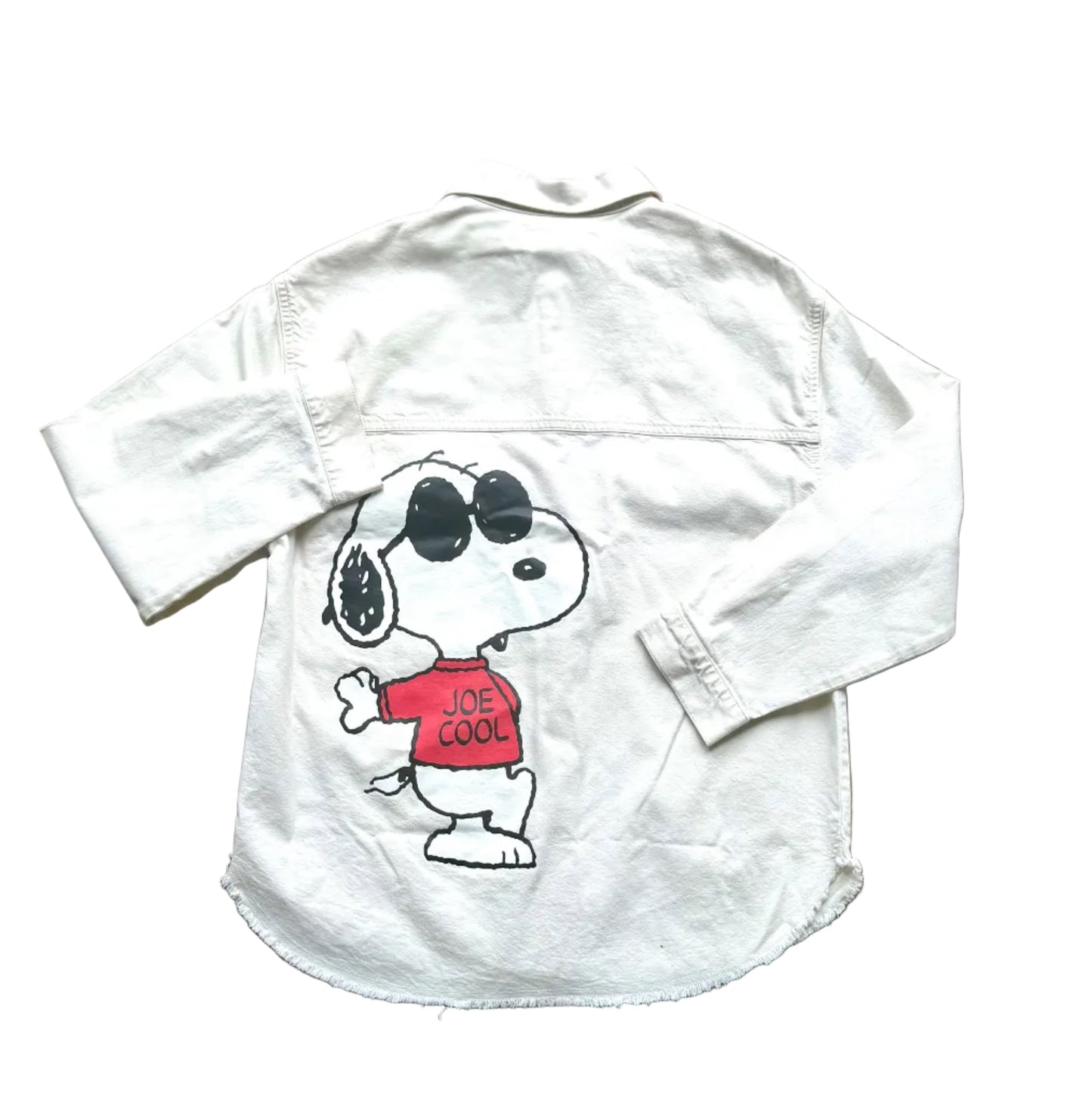 Chemise enfant blanche à manches longues, motif Snoopy au dos