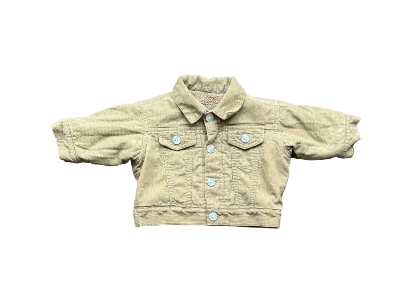 Veste bébé 0-3 mois beige clair à col, boutons bleu clair