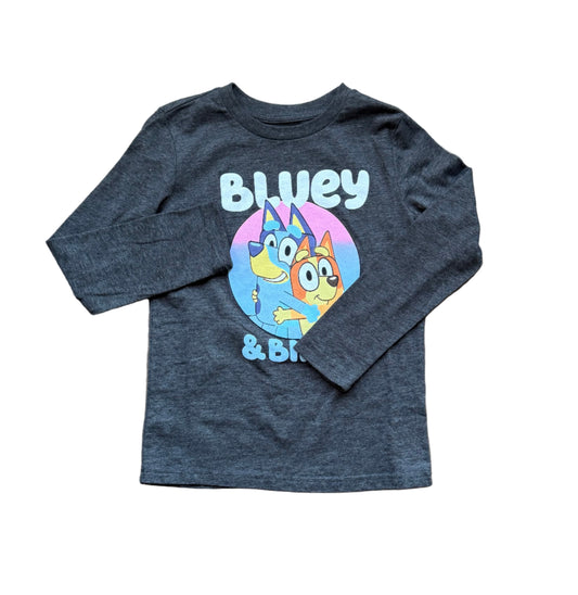 T-shirt manches longues bleu foncé avec motif Bluey sur le devant