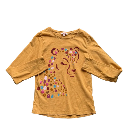 Chandail enfant moutarde Du pareil au même, motif lion multicolore