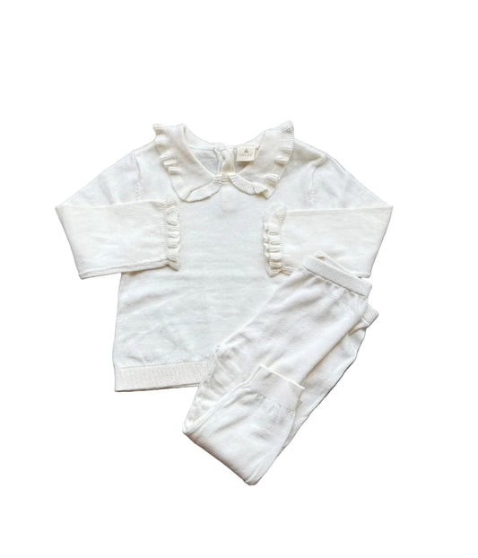 Ensemble bébé GAP crème 18-24 mois : haut col volanté et pantalon assorti