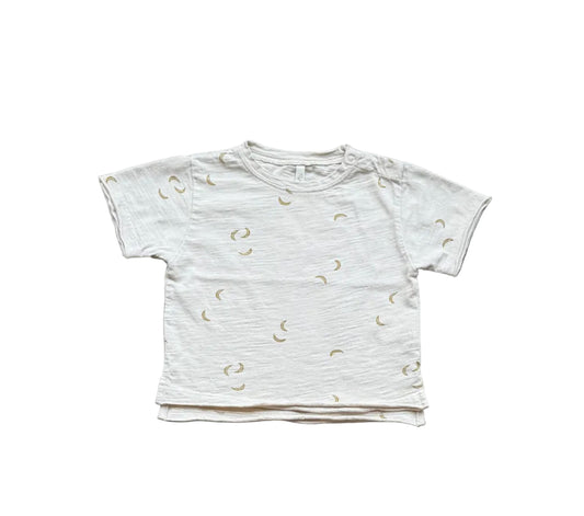 T-shirt bébé blanc cassé à motifs de petits croissants dorés, 6-12 mois