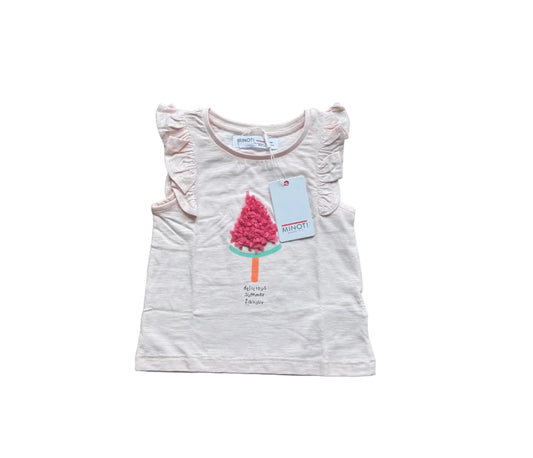 T-shirt Minoti bébé 18-24 mois, blanc, manches volantées, imprimé esquimau