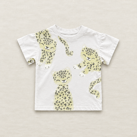 T-shirt bébé blanc à motifs léopard