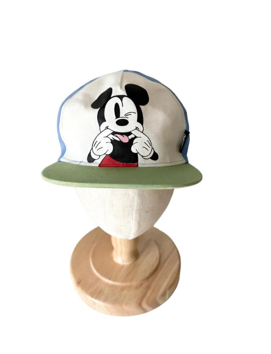 Casquette bébé H&M écrue avec visière vert olive et dessin de Mickey