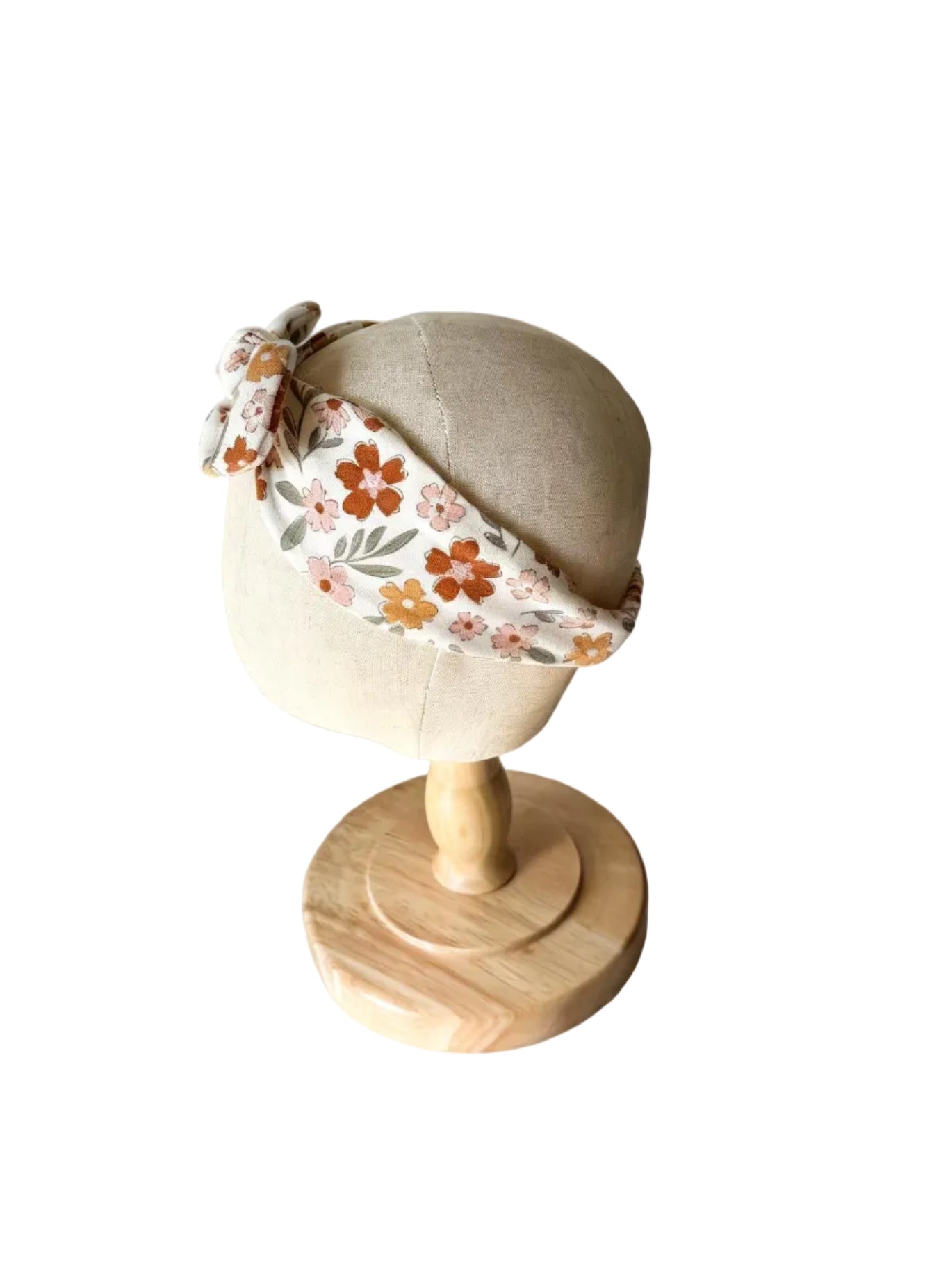 Bandeau bébé 18 mois floral, nœud latéral sur serre-tête clair