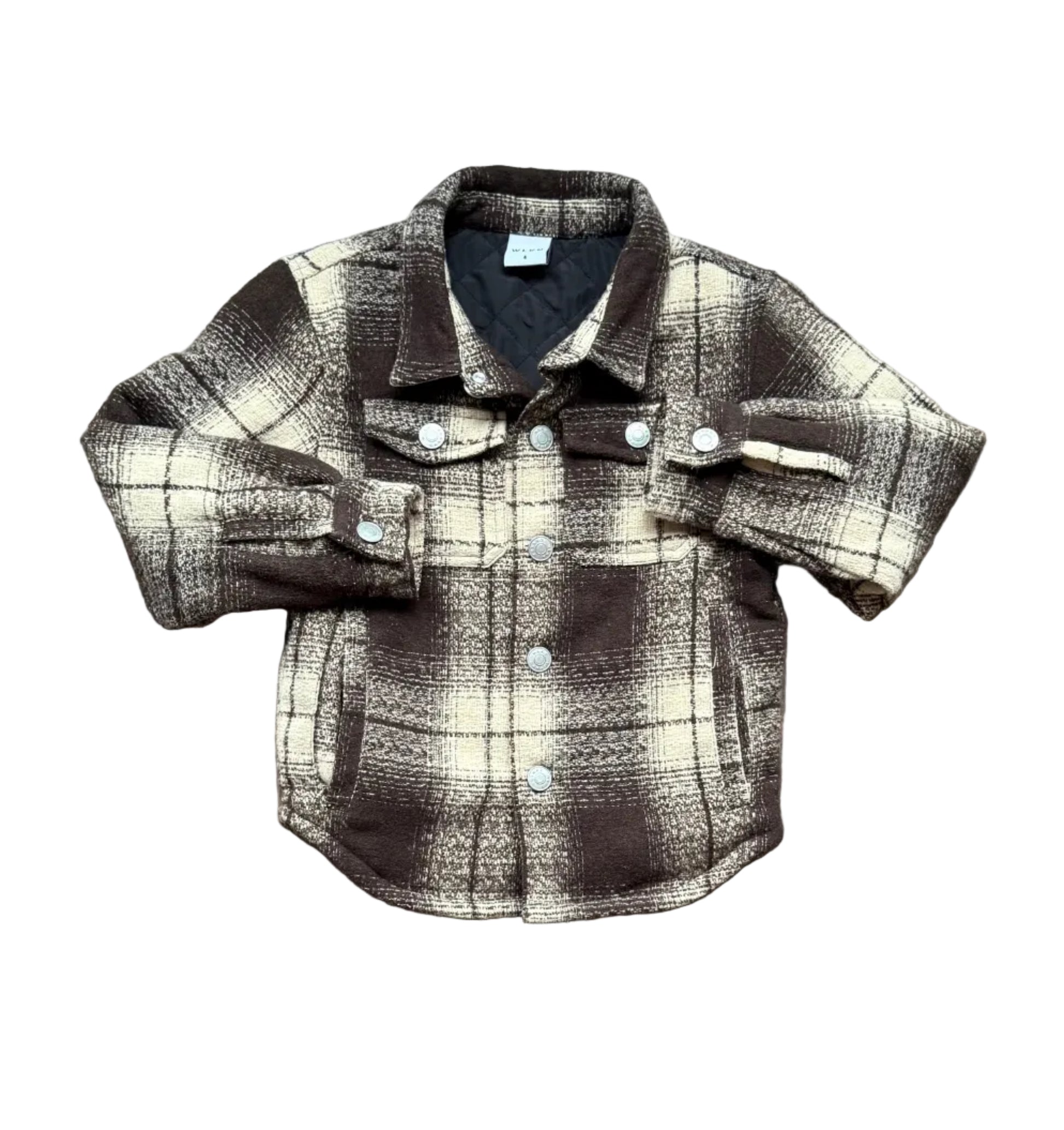 Manteau enfant WLKN à carreaux, col chemise et boutonnage, manches longues