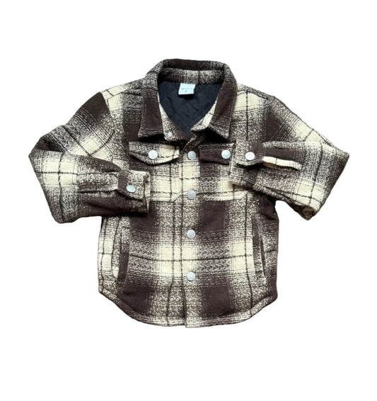 Manteau enfant WLKN à carreaux, col chemise et boutonnage, manches longues