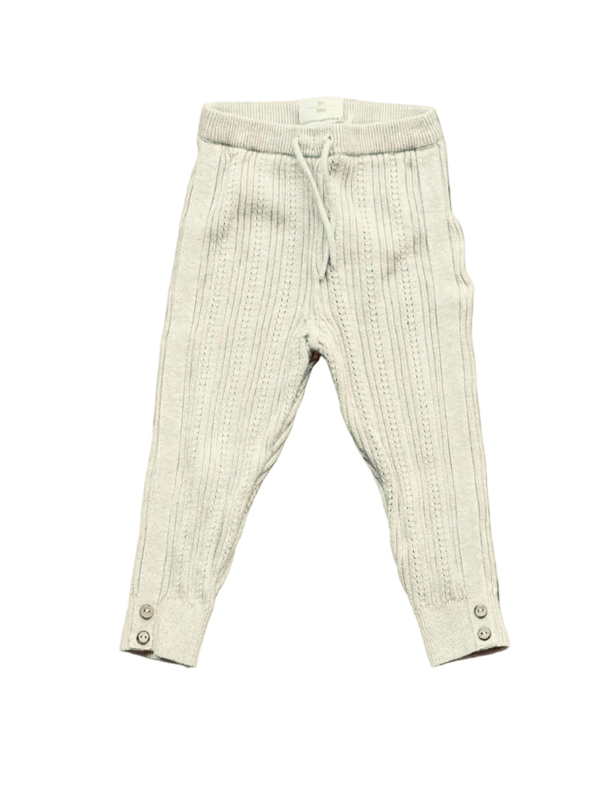 Pantalon legging Fixoni crème 18 mois, taille élastique à cordon, tricot côtelé