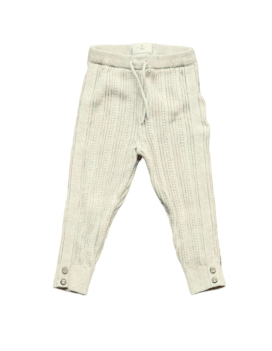 Pantalon legging Fixoni crème 18 mois, taille élastique à cordon, tricot côtelé
