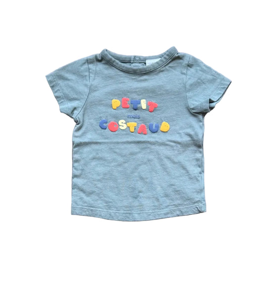 T-shirt bébé 9 mois bleu clair « Petit costaud »