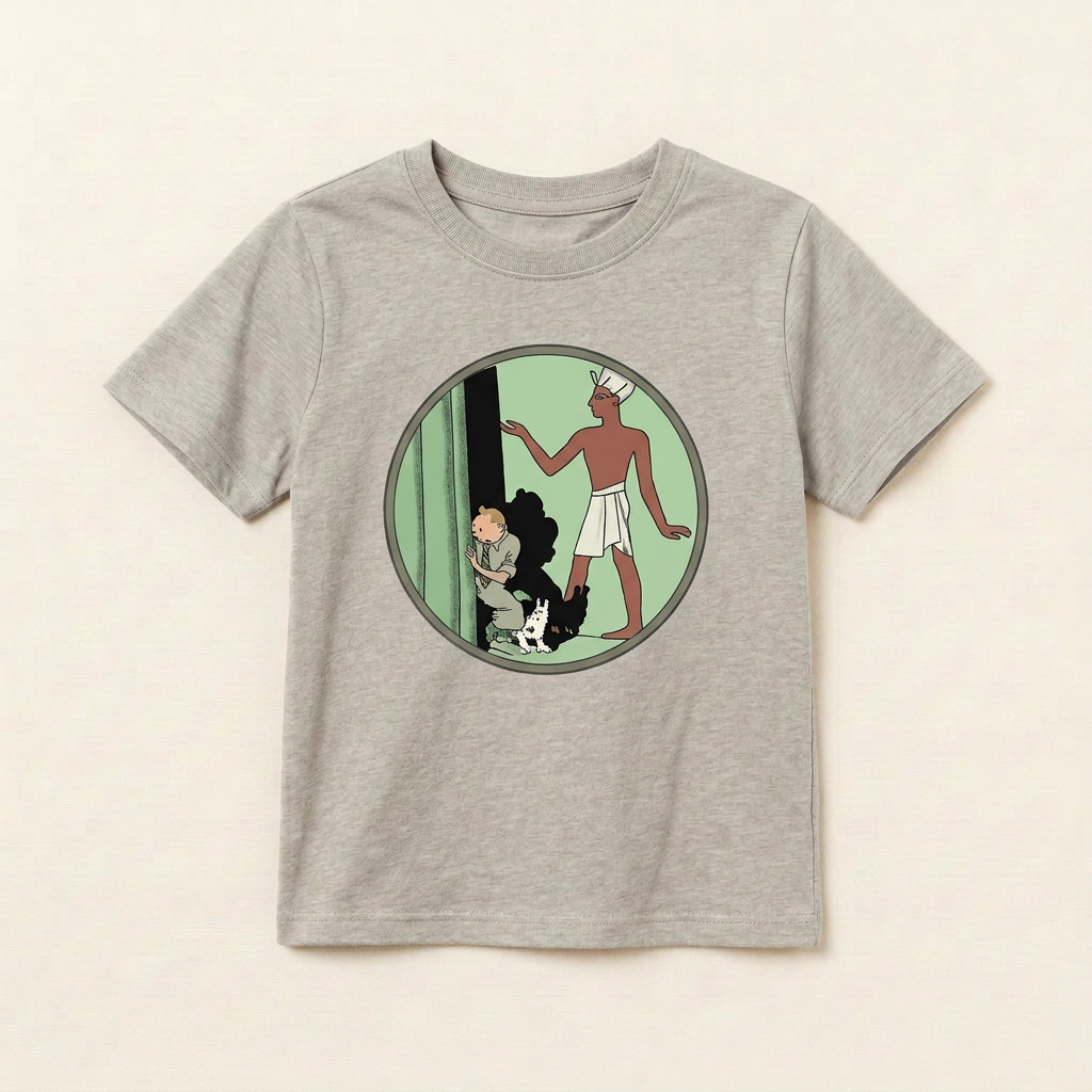T-shirt TinTin enfant 4 ans gris à motif rond