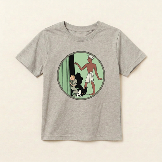 T-shirt TinTin enfant 4 ans gris à motif rond