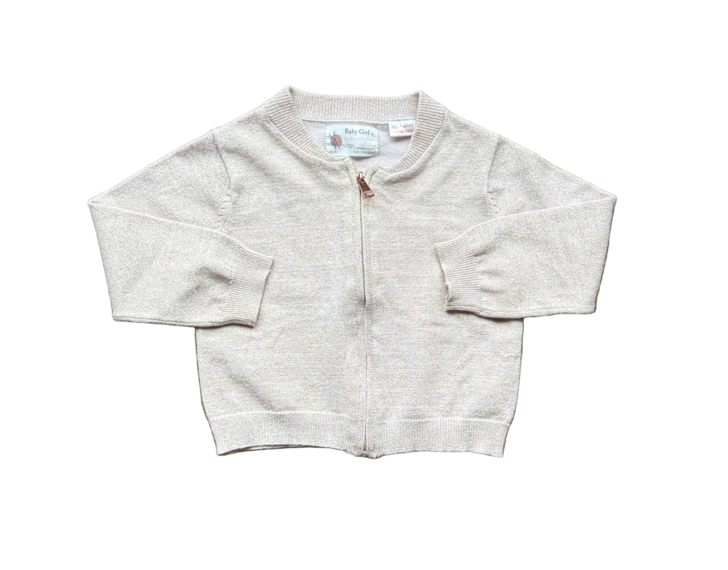 Veste bébé 12-18 mois rose pâle, zip devant, manches longues, poches plaquées