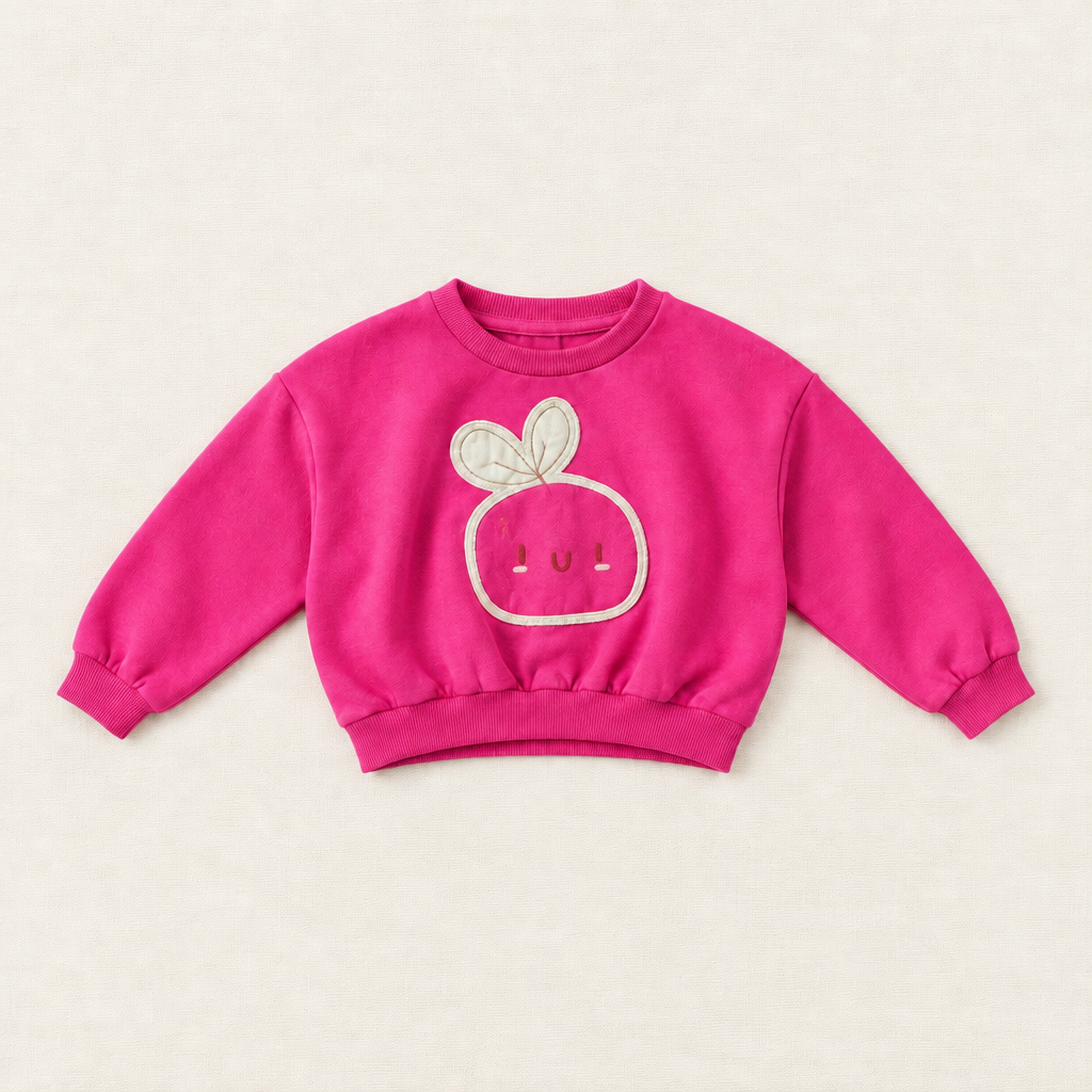 Chandail rose framboise 3-6 mois avec motif souris en appliqué et broderie