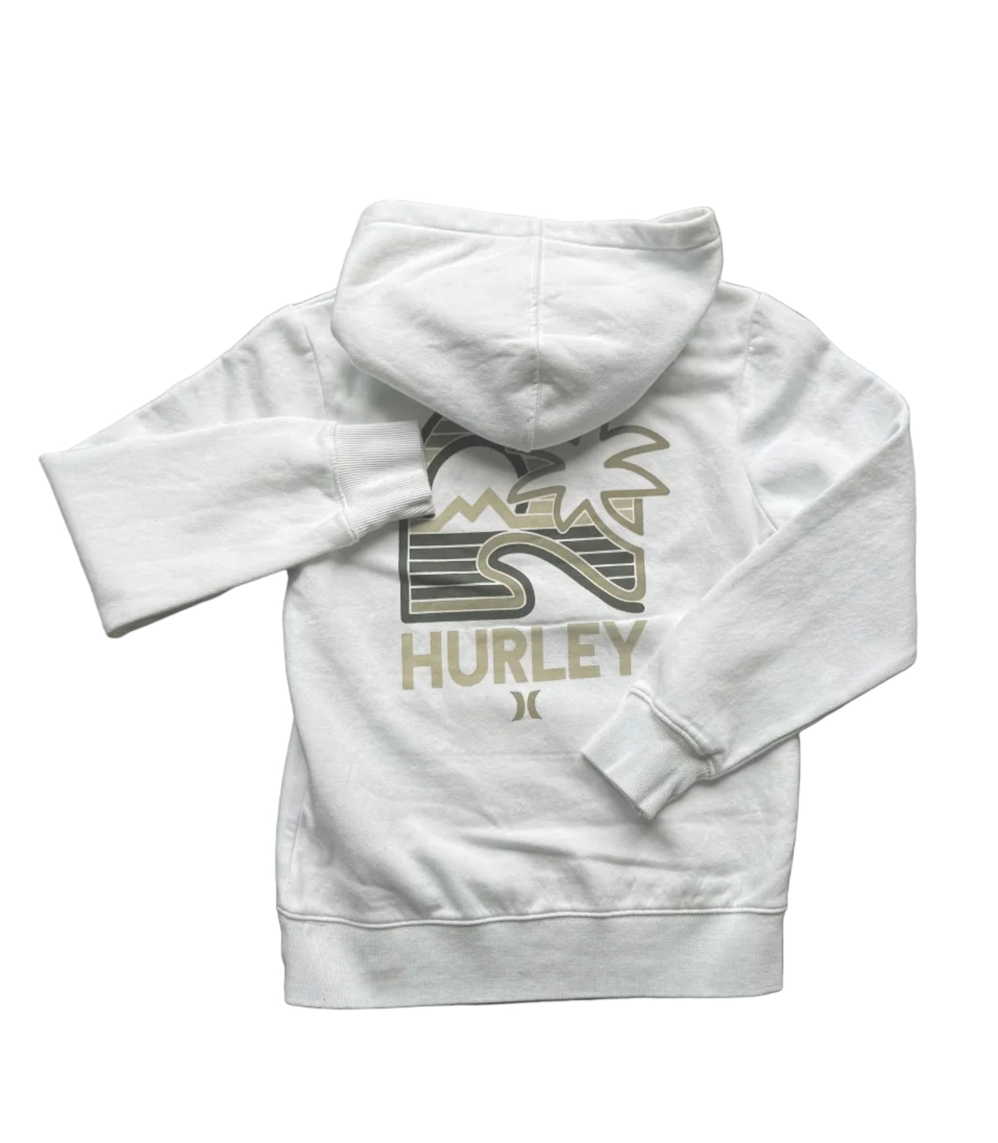 Sweat à capuche enfant blanc Hurley avec grand logo HURLEY devant.