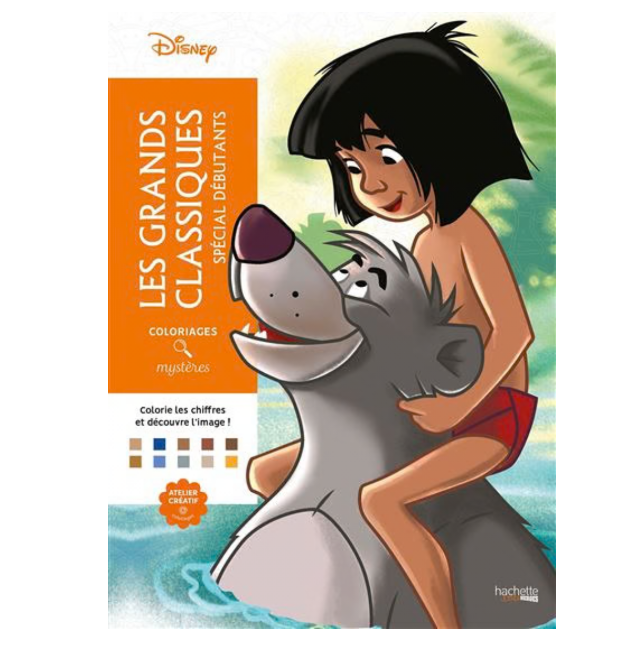 Livre de coloriage à numéros La jungle, couverture avec personnage de dessin