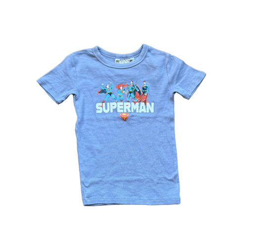 T-shirt bleu glacier DC Comics, imprimé Superman, col rond manches courtes, 7 ans