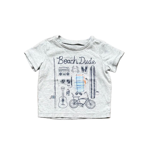 T-shirt bébé gris 6 mois Carter’s à motif plage sur le devant