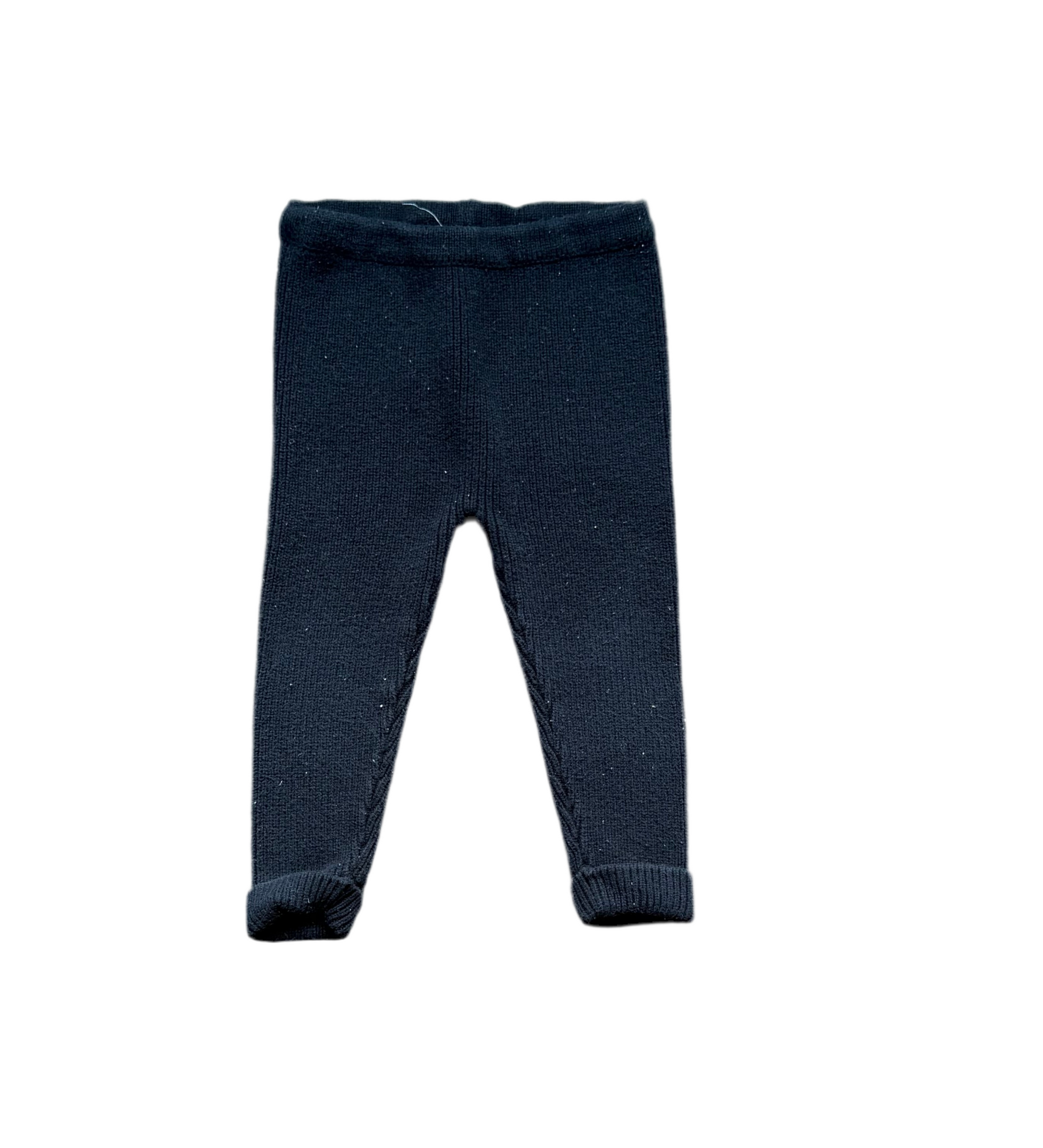 Legging bébé sombre 18-24 mois, taille élastique et chevilles côtelées