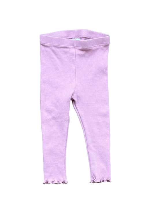 Legging bébé 12 mois rose clair, taille élastique et bas à volants