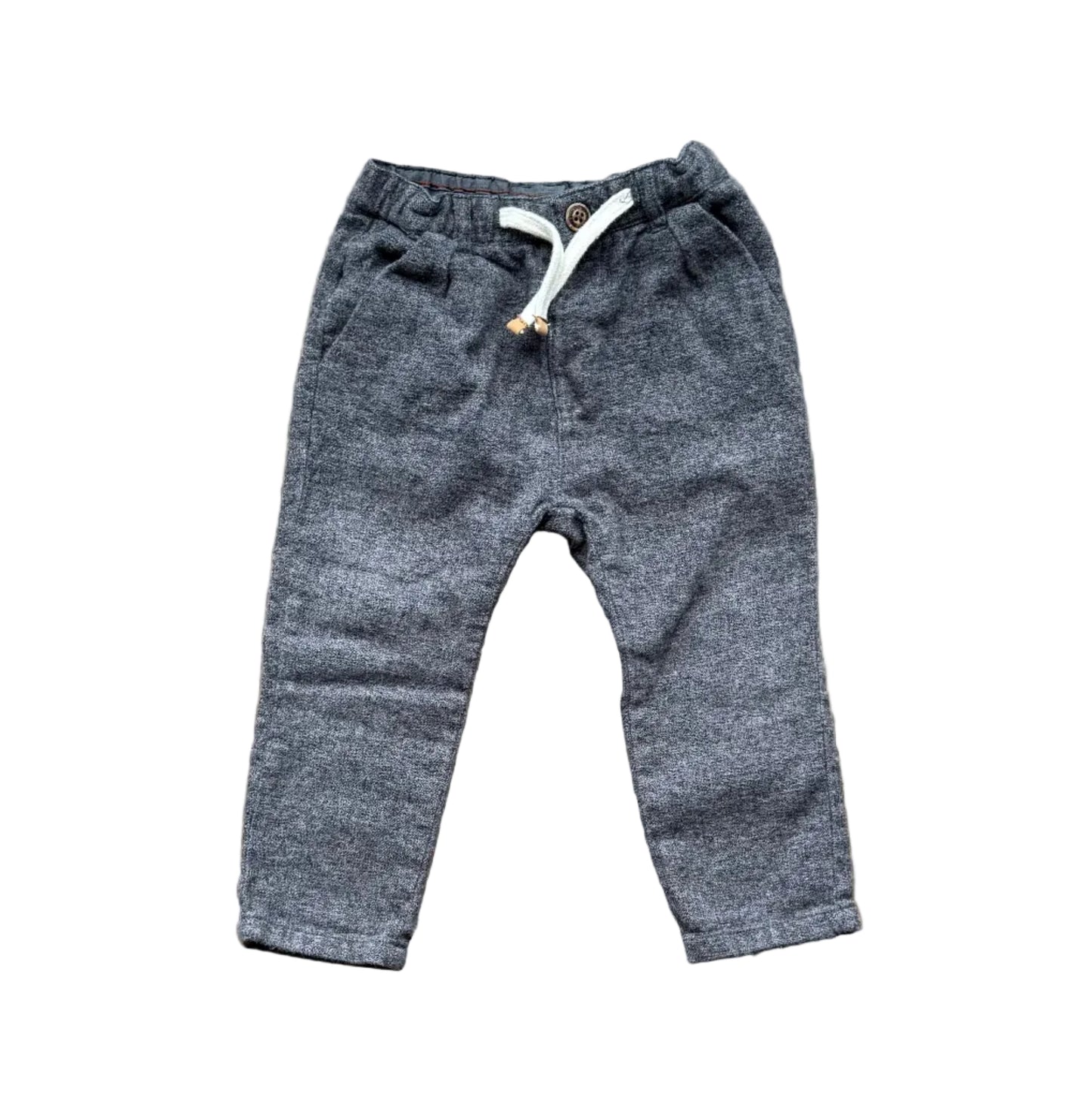 Pantalon bébé gris 18-24 mois, taille élastique à cordon et poches
