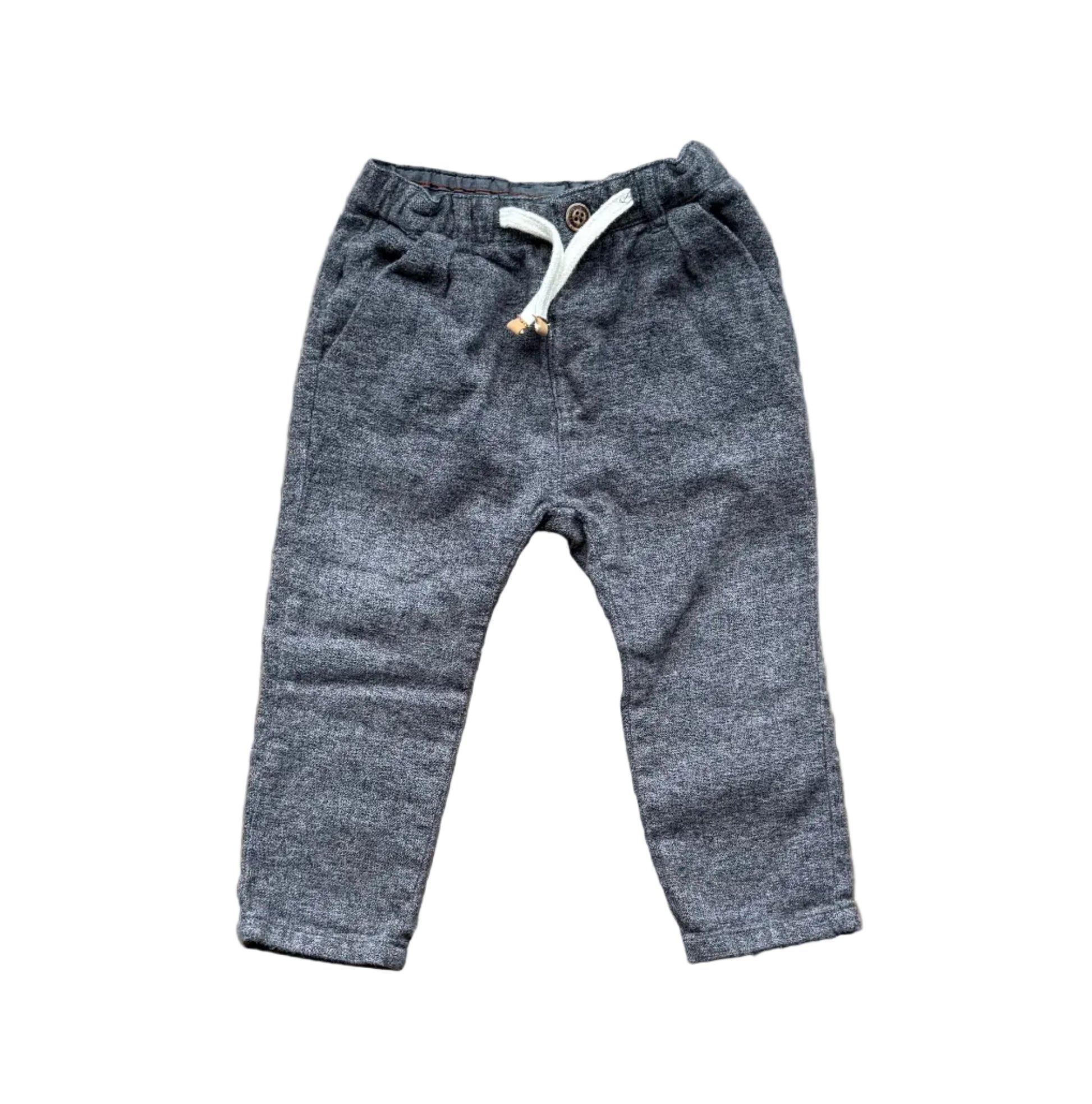 Pantalon bébé gris 18-24 mois, taille élastique à cordon et poches