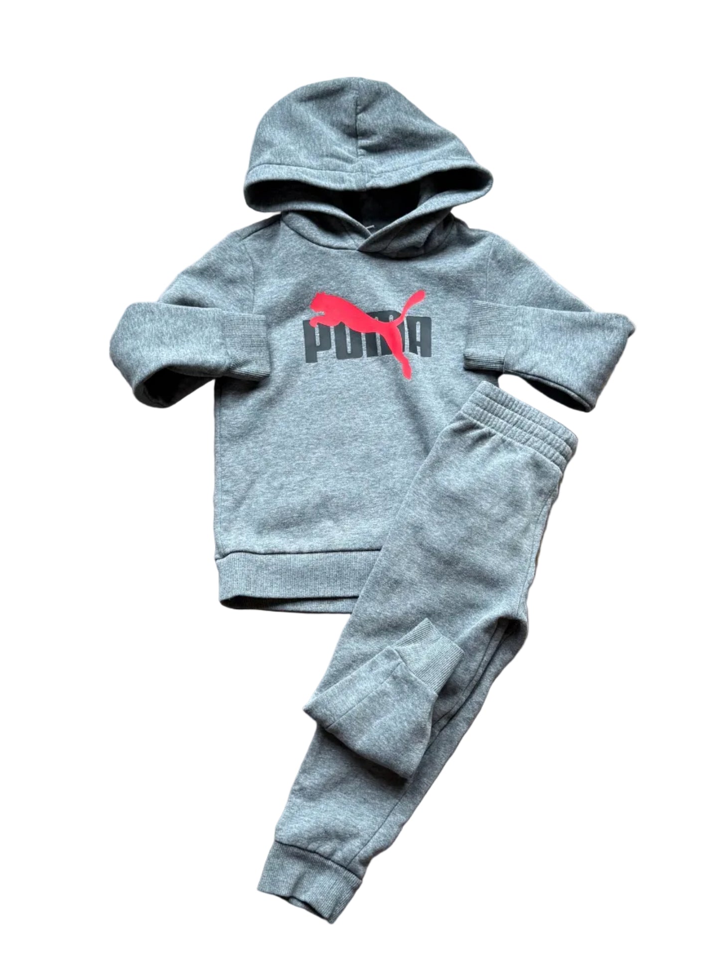 Ensemble deux pièces Puma gris : sweat à capuche et pantalon de survêtement enfant