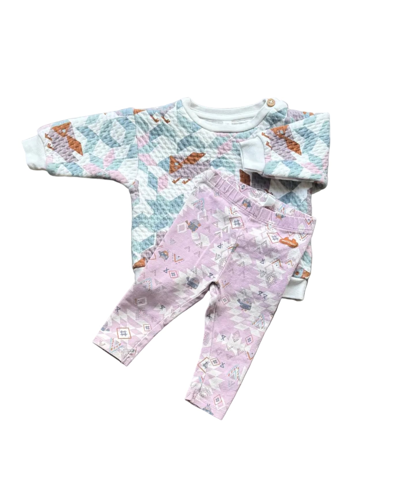 Ensemble bébé 3-6 mois : haut manches longues et pantalon imprimés animaux