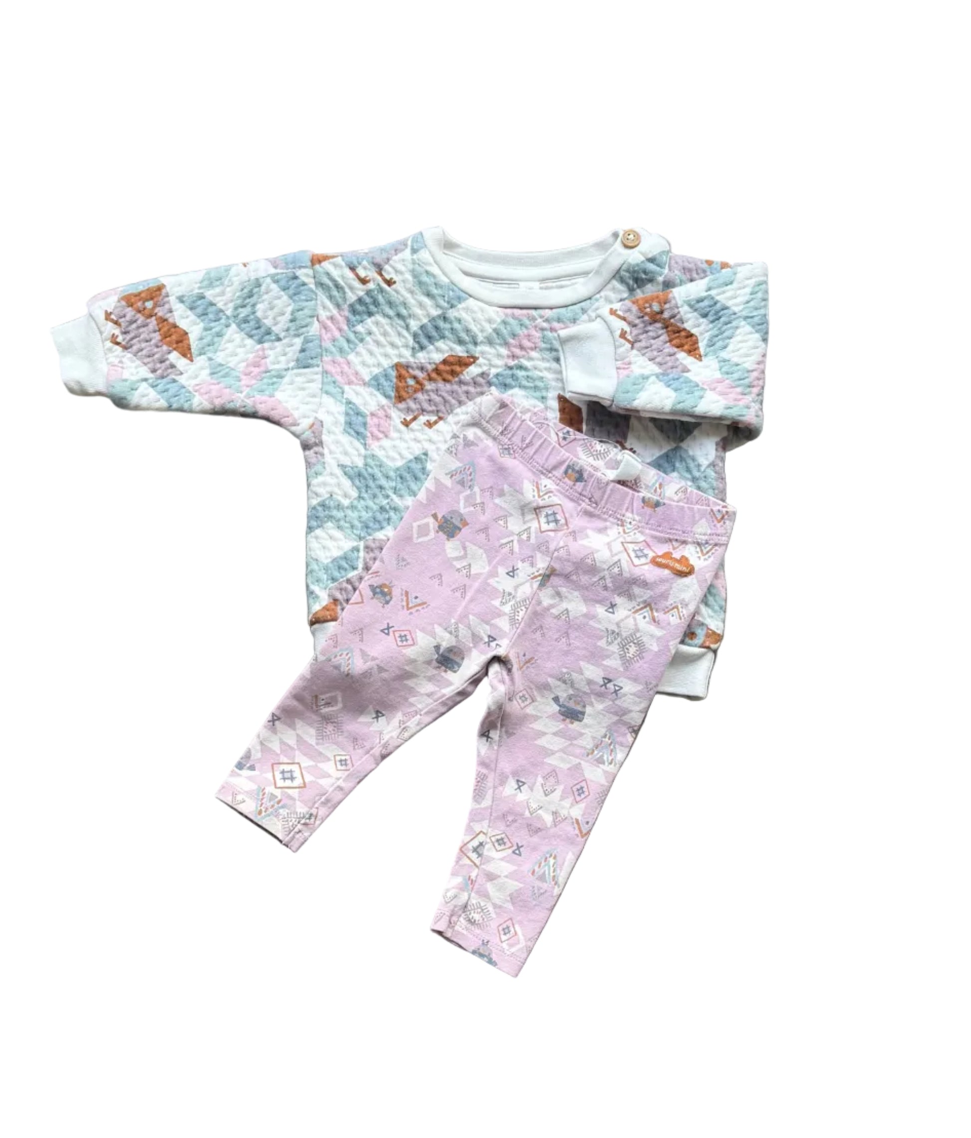 Ensemble bébé 3-6 mois : haut manches longues et pantalon imprimés animaux