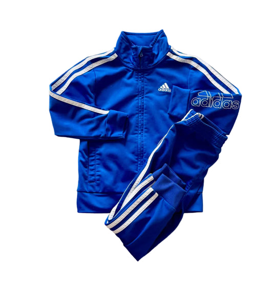 Ensemble Adidas bleu 4 ans, veste zippée col montant et pantalon à bandes