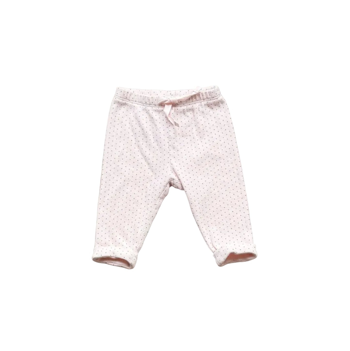 Pantalon de jogging bébé crème rosé à motifs, taille élastique et chevilles côtelées