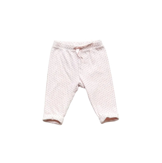Pantalon de jogging bébé crème rosé à motifs, taille élastique et chevilles côtelées