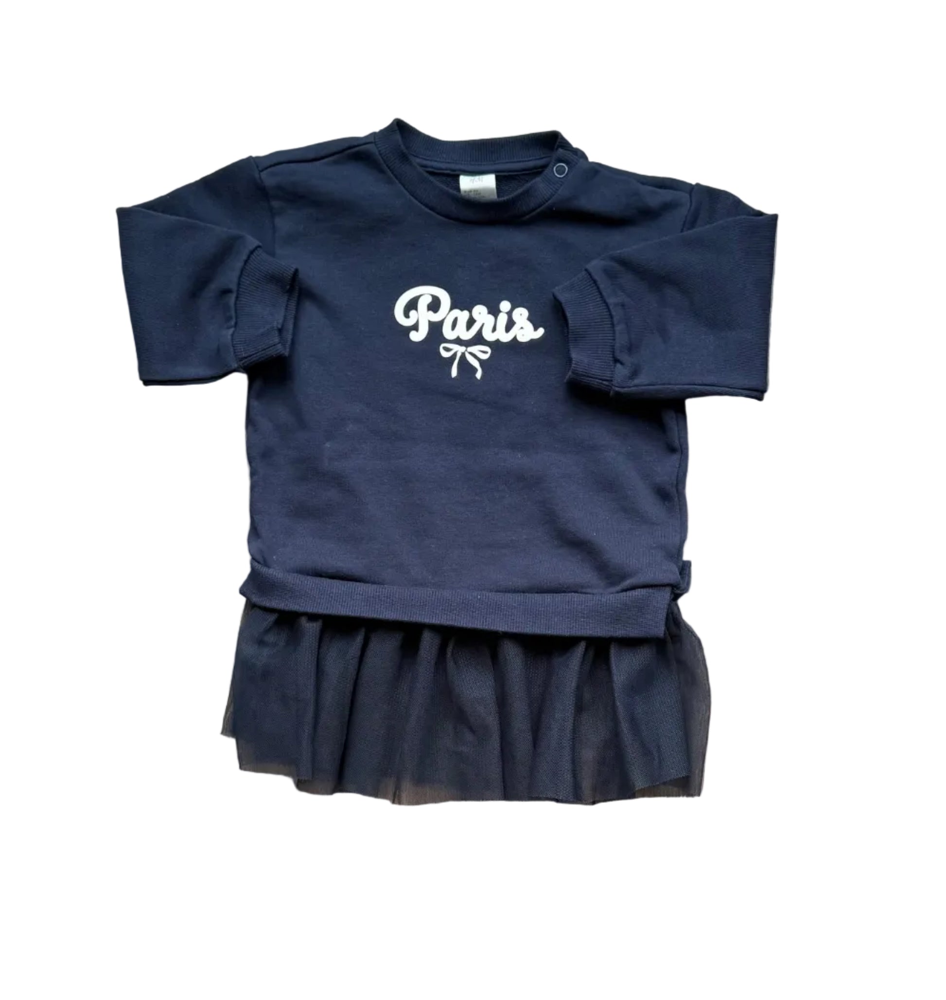 Robe bébé marine à manches longues, haut en jersey et jupe plissée