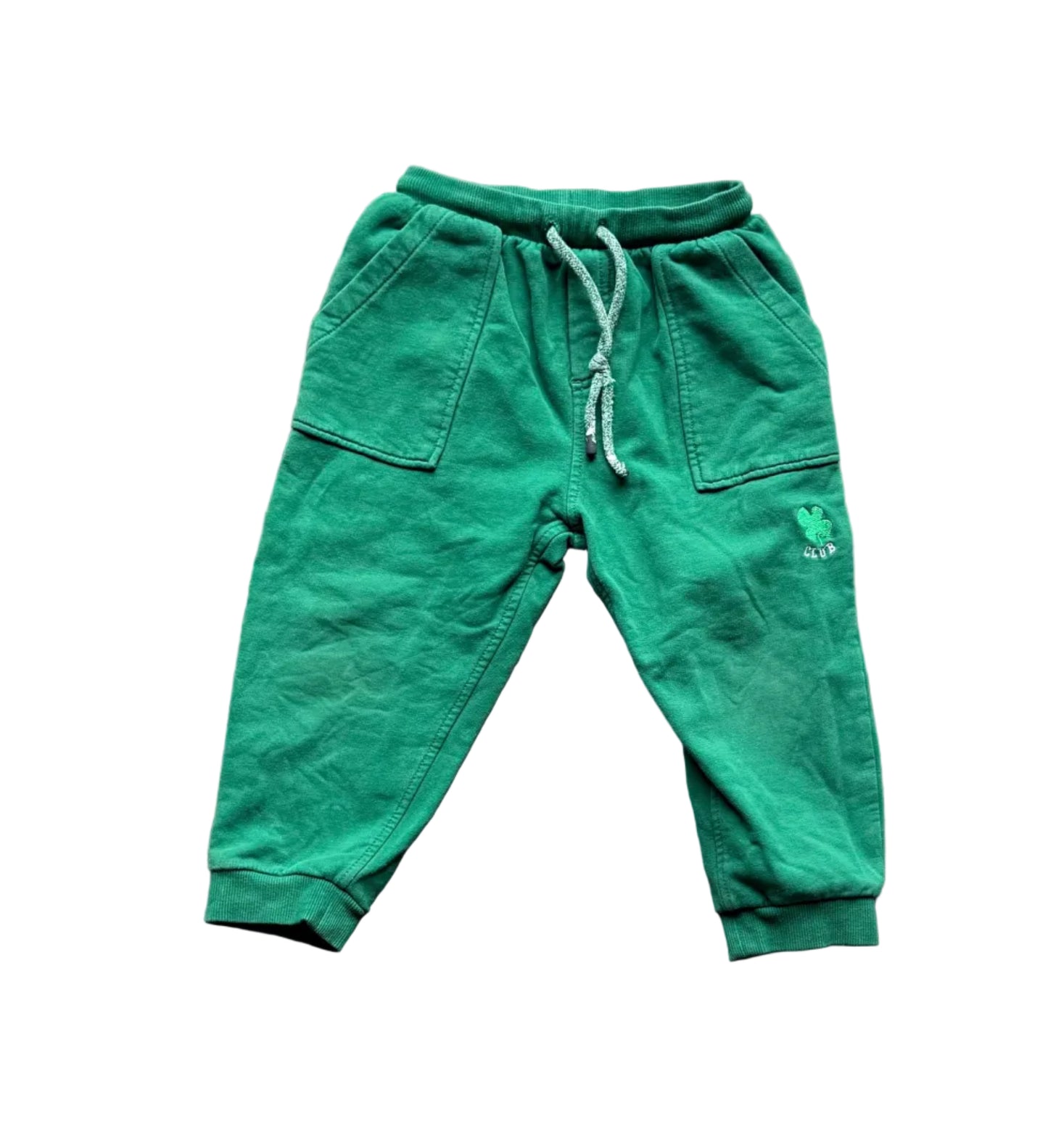 Jogging Souris Mini vert 2-3 ans, cordon et poches, bas élastiqués