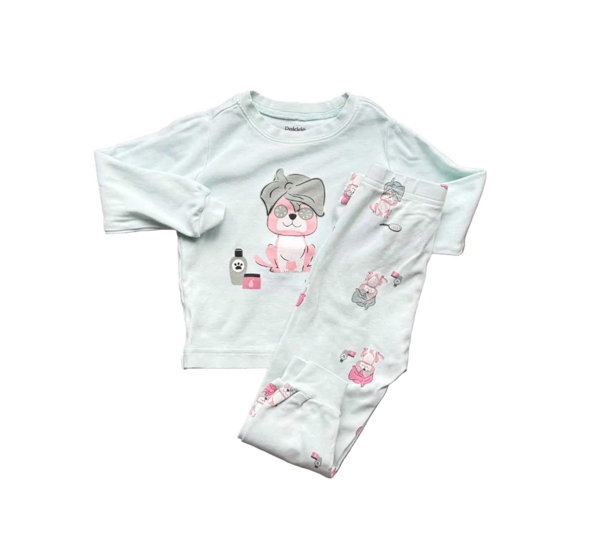 Ensemble pyjama enfant 2-3 ans clair, imprimé animal avec personnage rose