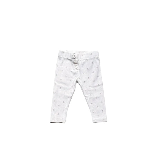 Legging bébé Kiabi 9 mois blanc à motifs fruits, taille élastique, fermeture boutonnée