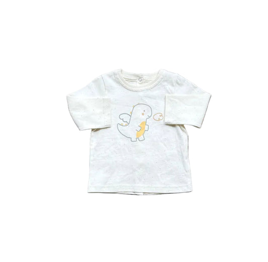 Chandail bébé blanc à manches longues avec motif d’éléphant et notes