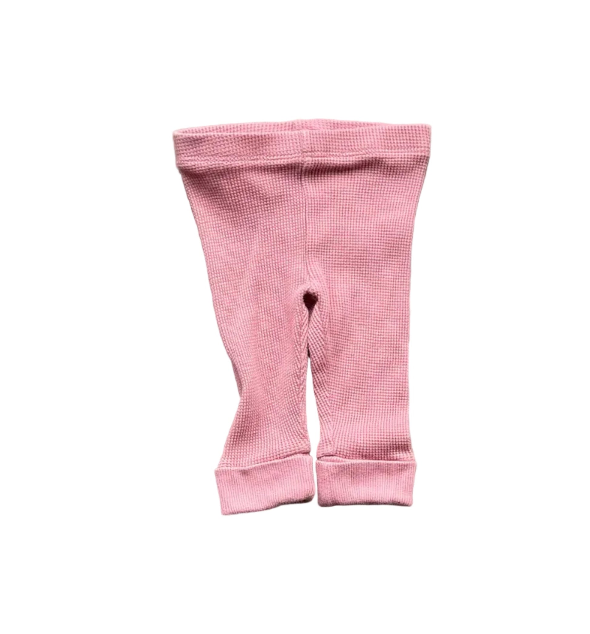 Legging bébé 3-6 mois vieux mauve, taille élastique et ourlets côtelés