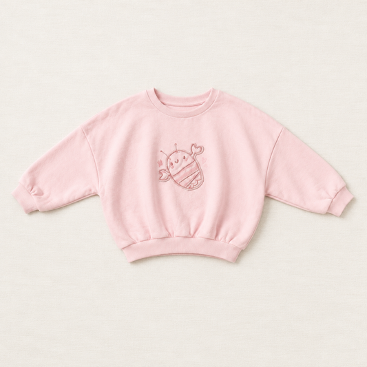 Chandail bébé rose 9-12 mois avec motif souris au centre.
