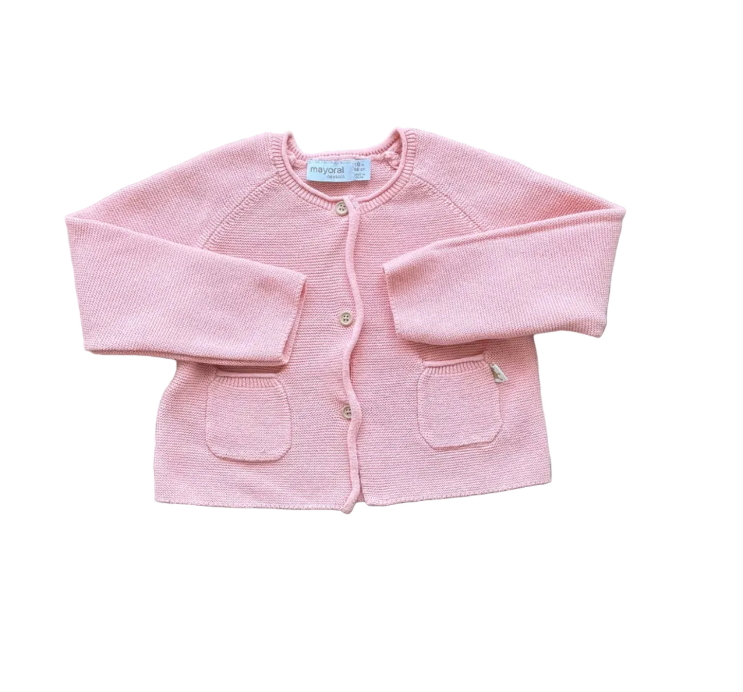 Gilet bébé Mayoral rose avec boutons pression et deux poches plaquées